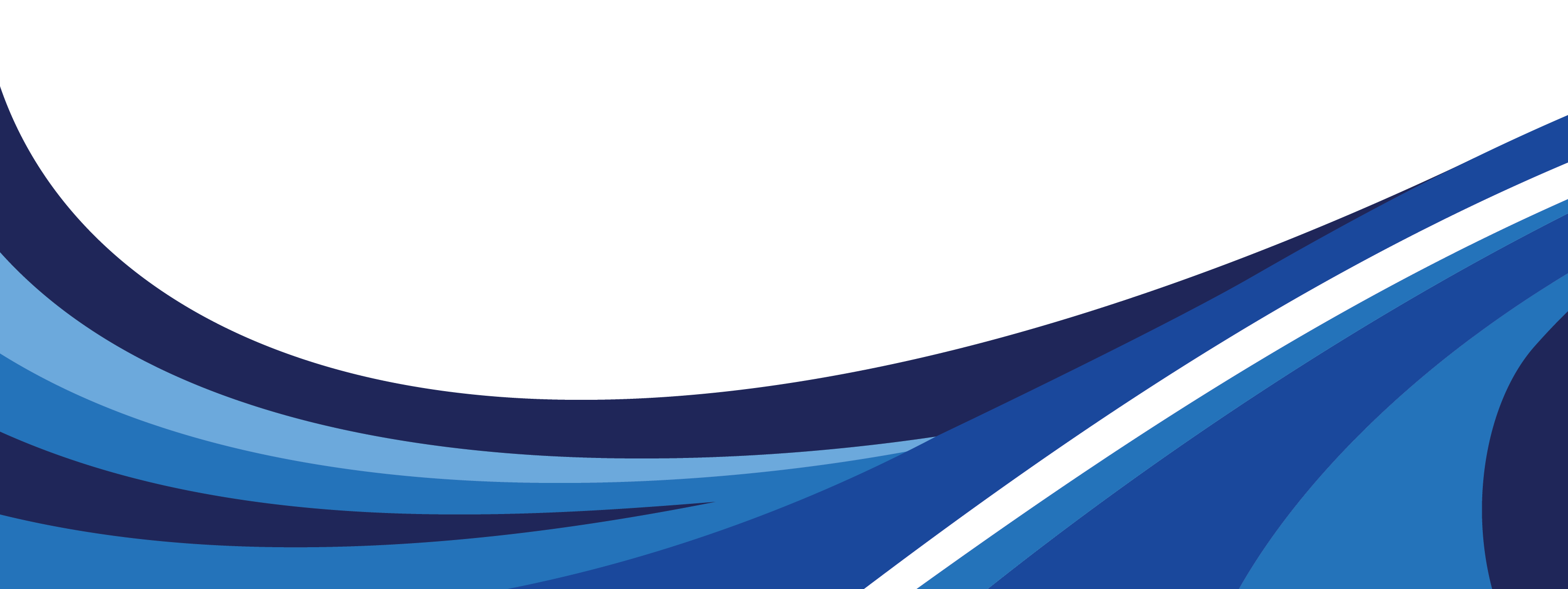 Abstract background featuring curved waves in various shades of blue and a white stripe, with a large black space at the top.